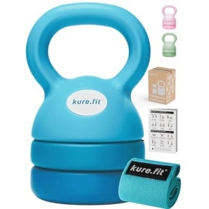 kure.fit Kettlebell, verstelbare kettlebell, 2,3 - 5,4 kg, Kettlebell-gewichten, voor thuissportschool, full-body work-outs, krachttraining, gewichtsverlies, stoffen booty-band, beginners en vrouwen