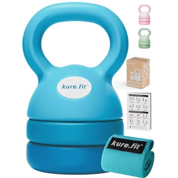 kure.fit Kettlebell, verstelbare kettlebell, 2,3 - 5,4 kg, Kettlebell-gewichten, voor thuissportschool, full-body work-outs, krachttraining, gewichtsverlies, stoffen booty-band, beginners en vrouwen