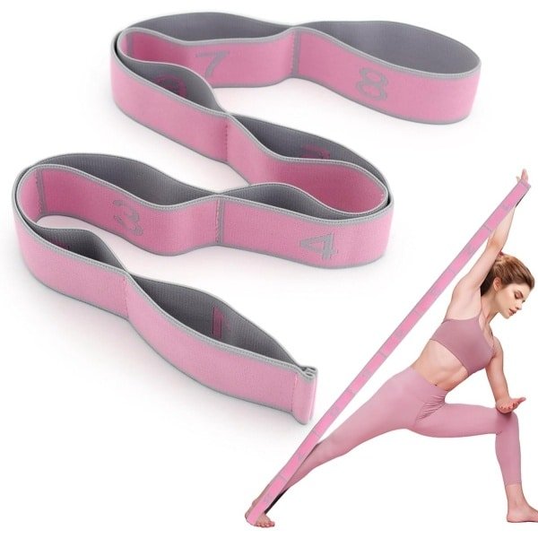 longziming -Elastische Yogariem met 8 Lussen - Stretchband voor Yoga, Pilates & Gymnastiek - Ideaal voor Rek- en Krachttraining - Fitness Dehnband voor Beginners & Gevorderden