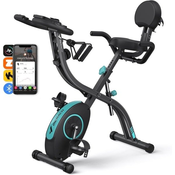 4-in-1 Hometrainer - Inklapbare Fiets met LCD-monitor en Hartslagmeting - Ruimtebesparend voor Thuisfitness