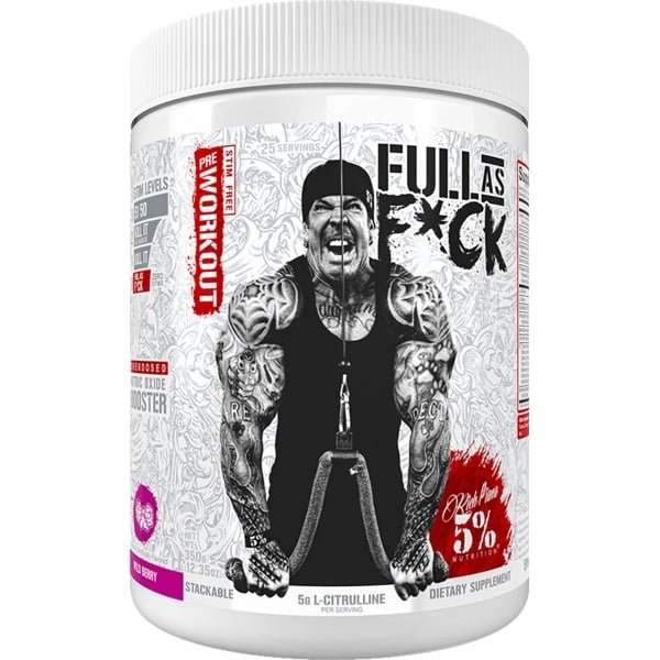 5% Nutrition - Rich Piana Full As F*ck (20 serv) Wild Berry - Pre-Workout - NO Booster