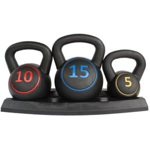 5/10/15LB Kettlebell-set met antisliphandgreep, compacte thuisfitnessapparatuur voor krachttraining, fitness en revalidatie