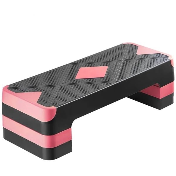 Aerobic Stepbank - Fitness Stepper - Hoogteverstelbaar 10,16-20,32 cm - Antislip Oppervlak - Draagvermogen 250 kg - Voor Thuisgym, Cardio & Krachttraining - Rood