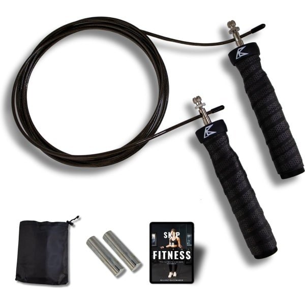 All Black Nutrition Springtouw met Gewicht - Sport Speedrope - Conditie & Krachttraining - Verzwaard - Inclusief E-Book