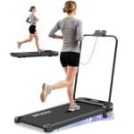 BIGZZIA 4-in-1 opvouwbare loopband met 7% helling - Inklapbaar loopband Elektrisch met armleuningen - 1-8 km/u - 2,5 pk motor - afstandsbediening - LCD-scherm - 130 kg draagvermogen - Geluid