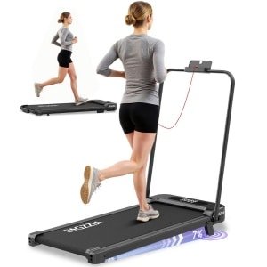 BIGZZIA 4-in-1 opvouwbare loopband met 7% helling - Inklapbaar loopband Elektrisch met armleuningen - 1-8 km/u - 2,5 pk motor - afstandsbediening - LCD-scherm - 130 kg draagvermogen - Geluid