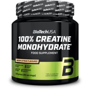 BioTechUSA 100% Creatine Monohydrate | Creatine van farmaceutische kwaliteit | Gemicroniseerd | Veganistisch | Glutenvrij, 300 g, Neon citrus