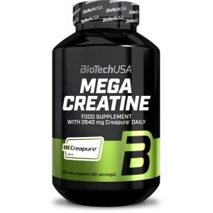 BioTechUSA Mega Creatine | Creapure® creatinemonohydraat | Capsules met hoge absorptie | Lactose- en glutenvrij | 60-daagse levering | Ideaal voor sporters en actieve volwassenen | 120 megacapsules
