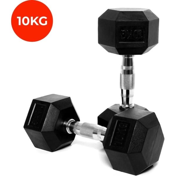 Core Power - Rubber Hex Dumbbells - 10 kg - Dumbbell set - Krachttraining - Halterset