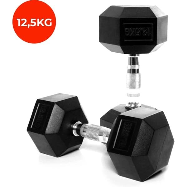 Core Power - Rubber Hex Dumbbells - 12.5 kg - Dumbbell set - Krachttraining - Halterset