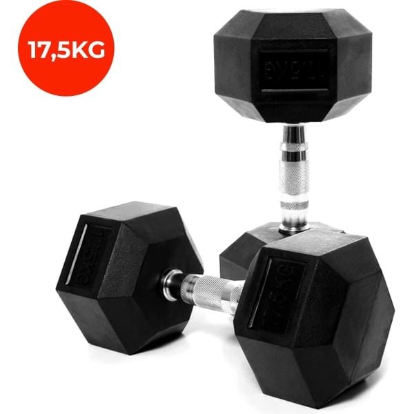 Core Power - Rubber Hex Dumbbells - 17.5 kg - Dumbbell set - Krachttraining - Halterset