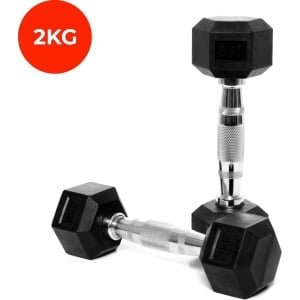 Core Power - Rubber Hex Dumbbells - 2 kg - Dumbbell set - Krachttraining - Halterset