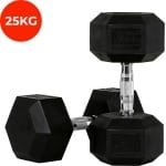 Core Power - Rubber Hex Dumbbells - 25 kg - Dumbbell set - Krachttraining - Halterset