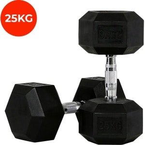 Core Power - Rubber Hex Dumbbells - 25 kg - Dumbbell set - Krachttraining - Halterset