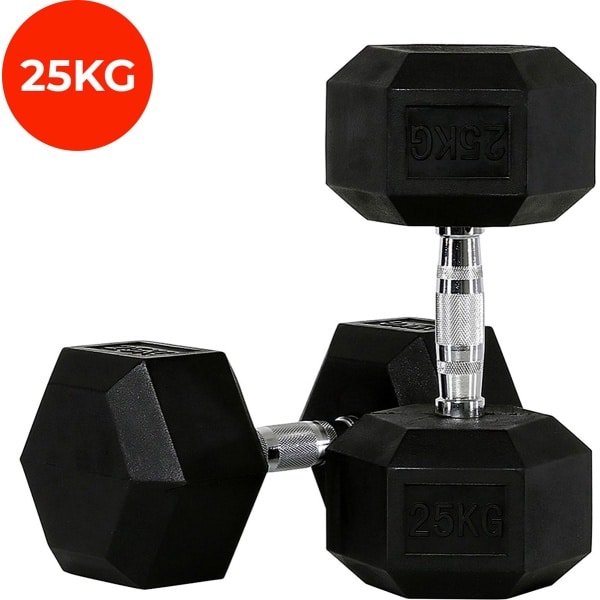 Core Power - Rubber Hex Dumbbells - 25 kg - Dumbbell set - Krachttraining - Halterset