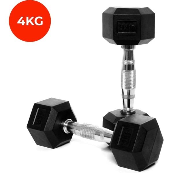 Core Power - Rubber Hex Dumbbells - 4 kg - Dumbbell set - Krachttraining - Halterset
