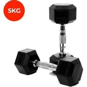 Core Power - Rubber Hex Dumbbells - 5 kg - Dumbbell set - Krachttraining - Halterset