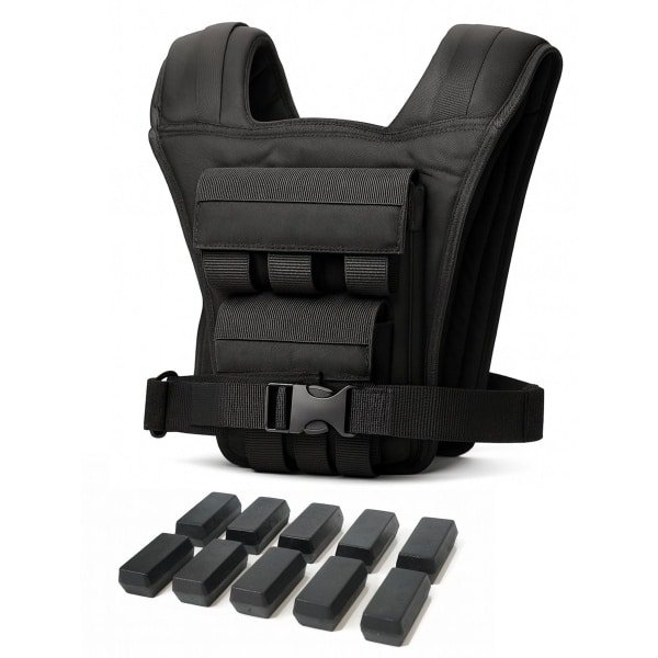 EXON Premium 10 KG Gewichtsvest - Adjustable Fitness Weighted Vest - Weight Vest Verstelbaar in Gewichten - Krachttraining, Crossfit, Calisthenics Trainingsvest 10KG