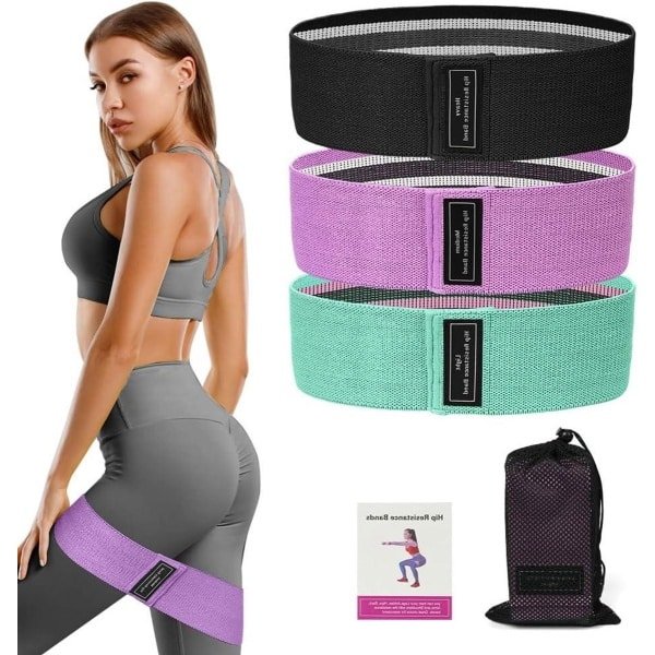 Elastische band voor full body workout - stoffen weerstandsband met opbergtas - 3 niveaus - krachttraining en yoga - lichaam, benen, billen