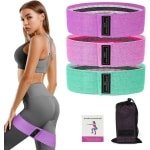 Elastische band voor krachttraining - stoffen fitnessband met 3 krachtniveaus - geschikt voor lichaam, benen, billen - pilates en yoga - inclusief opbergtas - diverse weerstandsoefeningen