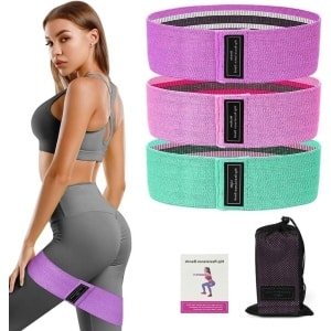 Elastische band voor krachttraining - stoffen fitnessband met 3 krachtniveaus - geschikt voor lichaam, benen, billen - pilates en yoga - inclusief opbergtas - diverse weerstandsoefeningen