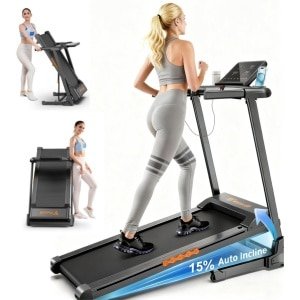 FT61 Opvouwbare Loopband, Fitnessloopband, 15% Elektrische Hellingshoek, 3,0 pk Motor, Snelheid 1-14 km/u, LED-display, Tablethouder