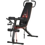 Fitness Halterbank - Fitnessbank met Elastisch Touw - Bench Press Bank - Fitness Bank - Trainingsbank - Bankdrukbank - in 6 standen Verstelbaar - Inklapbaar - Workout - Krachttraining - Zwart/Rood