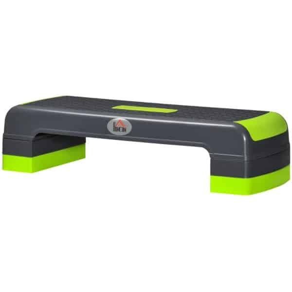 Fitness Step - Stepper - Aerobic Step - Stepbank - In Hoogte Verstelbaar 10-20 cm - Antislip - Stepper Fitness - Fitnessstep - voor Thuis, Sportschool, Kantoor - voor Revalidatie en Krachttraining - Grijs/Groen