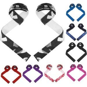 Gewichtheffen Riemen Grip Liften Mannen Vrouwen Gym Bandjes Neopreen gewatteerde Polsondersteuning Oefening Fitness Zware Krachttraining Powerlifting Bodybuilding Workout (Grijs Camo)