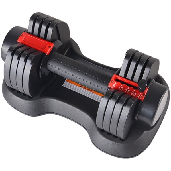 Gloovon® - Verstelbare Dumbell 11 KG - Dumbbell - 2.2 KG t/m 11 KG - Smart Dumbbells - Vijf Standen verstelbaar - Krachttraining - Fitness - Halterset voor Thuisgebruik - Zwart-Rood