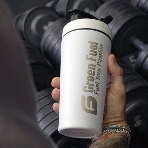GreenFuel Shaker RVS 700 ml WIT | Roestvrij Stalen Fitness Shakebeker | Lekvrij | Met Mengrooster | Proteïne & Pre-Workout Shaker | Duurzame Sport Shaker