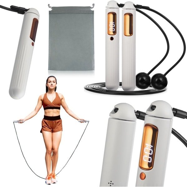 Gymtek® Springtouw met Teller - 300cm Verstelbaar Koord - Speed Rope - Calorieënteller - Fitness, Training, Crossfit