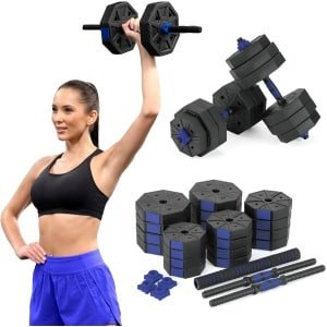 Gymtek® Verstelbare Halterset 40kg - 2x Haltergrepen + Halteraansluiting - 8x 3kg 4x 2,5kg 4x 1,25kg - Halter Set voor Krachttraining, Workout, Gym