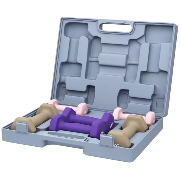 Hantelset - 1/2/3 kg - 6-delige Dumbbellset - Krachttraining - Staal - Zilver