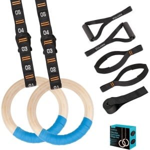 Houten Gymnastiekringen 32mm met Verstelbare Genummerde Riemen voor CrossFit & Calisthenics