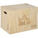 Houten Plyobox - Springbox - Plyo box met Handgreep - in Hoogte Verstelbaar - Jump Box - Plyo Boxen - Fitness Box - Fitness Kist - Crossfit Box - Krachttraining - Fitness - 40/45/60 cm - Naturel Hout