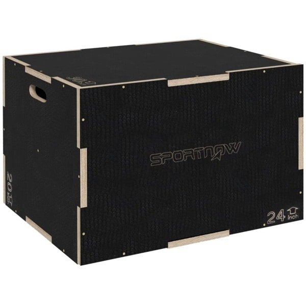 Houten Plyobox - Springbox - Plyo box met Handgrepen - in Hoogte Verstelbaar - Jump Box - Plyo Boxen - Fitness Box - Fitness Kist - Crossfit Box - Krachttraining - Fitness - 41/51/61 cm -Zwart