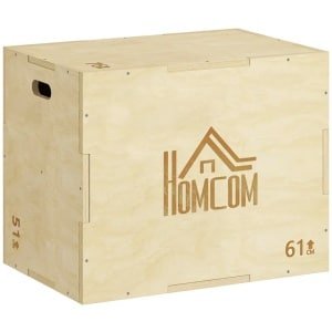 Houten Plyobox - Springbox - Plyo box met Handgrepen - in Hoogte Verstelbaar - Jump Box - Plyo Boxen - Fitness Box - Fitness Kist - Crossfit Box - Krachttraining - Fitness - 51/61/76 cm - Naturel Hout