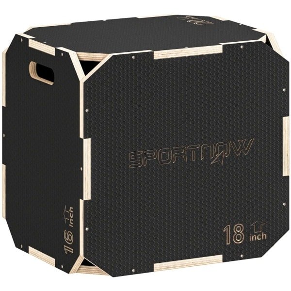 Houten Plyobox - Springbox met Gladde Hoeken - Plyo box met Handgrepen - in Hoogte Verstelbaar - Jump Box - Plyo Boxen - Fitness Box - Fitness Kist - Crossfit Box - Krachttraining - Fitness - 51/48/41 cm -Zwart