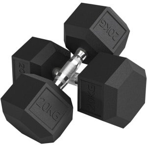 Kurzhanteln - 2 x 20 kg - Gekartelde Gietijzeren Dumbbells - Krachttraining - Gietijzer - Zwart