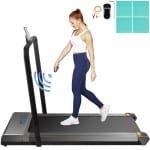 Loopband - Onder Bureau Uitvoering - Opvouwbaar - Met Leuning - Draagvermogen 100 kg - Compact - Hardlooptraining - Voor Thuis en Kantoor - Zilver