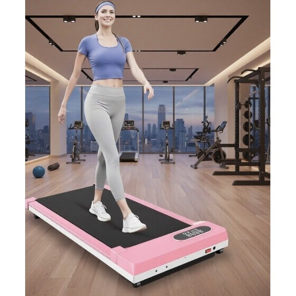 Loopband Walking Pad met Helling - Elektrische Onder Bureau Treadmill 1-8 km/u - Compact & Stil - 2,5 PK - LCD Display - Voor Thuis & Kantoor - Roze - Designbest