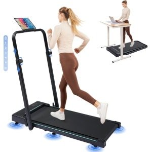 Loopbanden, Walking Pad, opvouwbare loopband voor thuis met LED-display en afstandsbediening, hoogteverstelbare armsteunen, 2.5 PK motor, fitness, workout, thuisfitnessapparaat, Groen