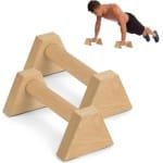 Massieve houten parallettes bars voor krachttraining thuis - fitness push-up bars met antislipmat - handstand bar push-up polsbanden - gymnastiek en workout apparatuur
