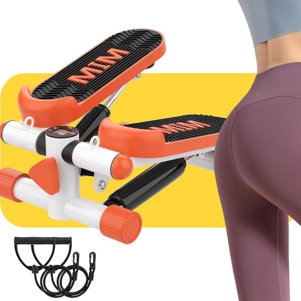 Mini Hometrainer Stepper met Twistbeweging en Weerstandsbanden voor Full Body Workout