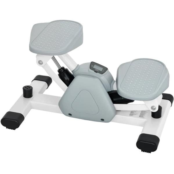 Mini Stepper - Fitness Stepper - LCD-Display - 2 Wielen - Antislip Pedalen - Traploper - Aerobic Step - Crossfit - Trainingsapparaat - Voor Thuis & Kantoor - Grijs