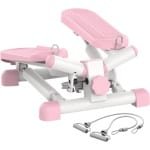 Mini Stepper met Twist Functie - Trap Stepper Apparatuur met Weerstandsbanden, 330LBS Capaciteit voor Full Body Workout, Cardio en Thuis Fitness-Wit