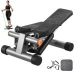 Mini stepper - Hydraulische fitness stepper - Met weerstandsbanden - LCD-display - Draagvermogen 150 kg - Instelbare staphoogte 17-32,5 cm - Cardio en volledige lichaamstraining