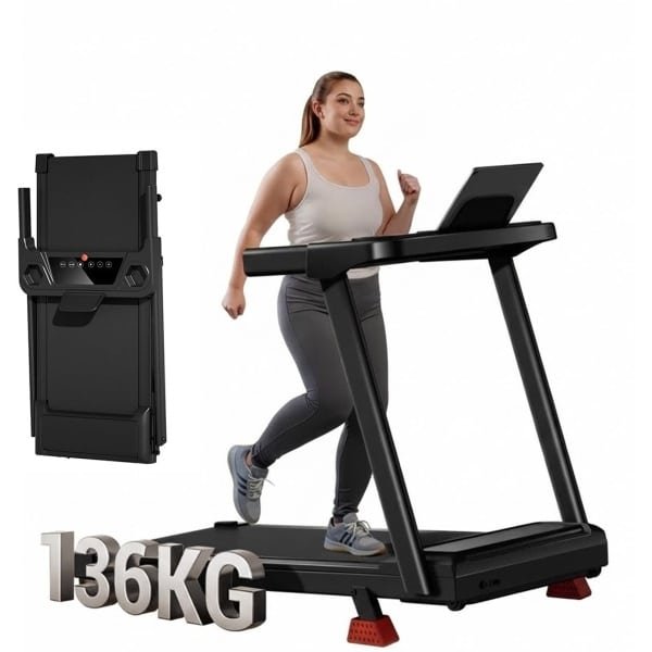 Opvouwbare loopband met een helling van 15% en een snelheid tot 12 km/u,Uitgerust met een 3 pk motor, led-display en een maximaal gebruikersgewicht van 136 kg