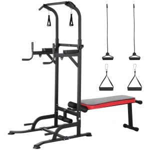 Paco Goederen® Power Tower - multifunctionele fitnesstoren - fitnessapparatuur - krachttraining - Full Body - Opvouwbare Bank - Pull-up Bar